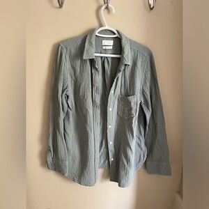 J Crew cotton gauze long sleeved button up shirt sage size 12